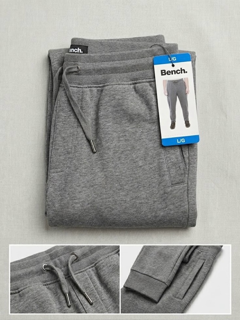 Bench. Men's Fleece Jogger Sweatpants. Gray Large